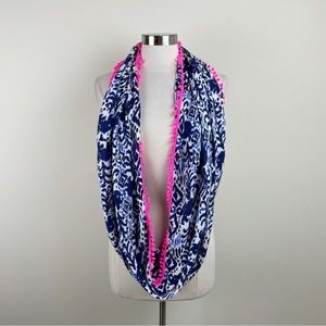 Lilly Pulitzer Blue White Hot Pink Wrap Scarf Women Preppy